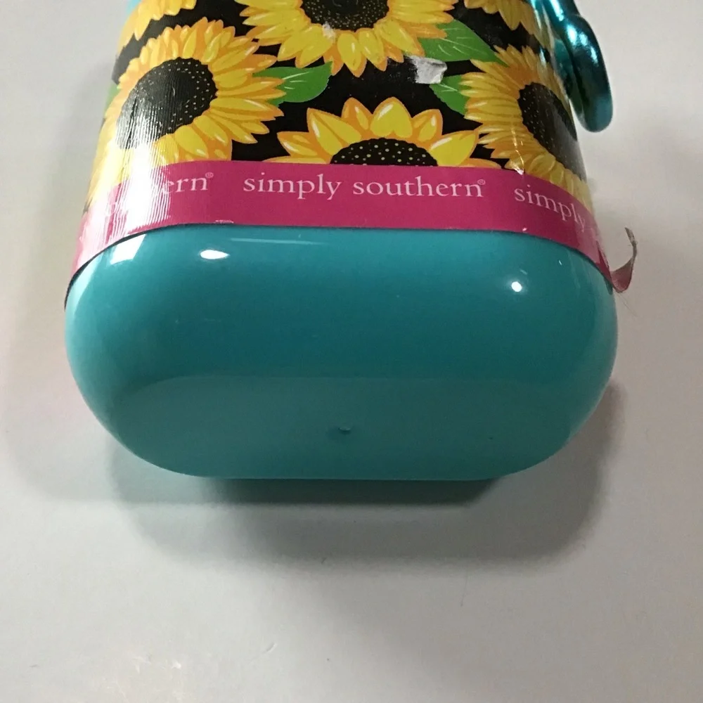 Simply Southern Travel Case for Reusable Straw Blue Clear Yellow Sunflowers